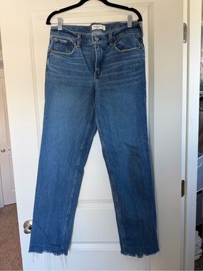 Abercrombie & Fitch Women's Blue Straight-Leg Jeans